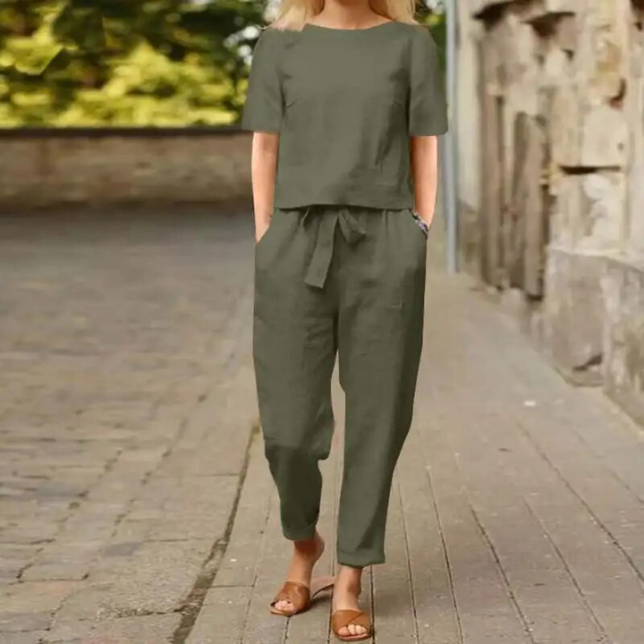 Livia – Ensemble Élégant en Coton Aspect Lin