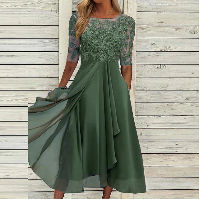Seraphina – Robe de Soirée Élégante en Dentelle et Chiffon
