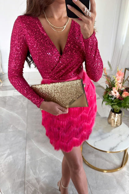 Ginger – Robe de Cocktail Envoûtante à Sequins et Franges