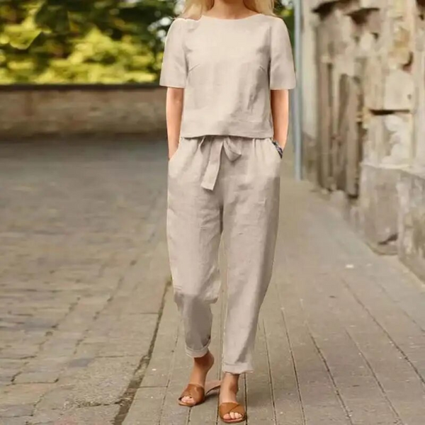Livia – Ensemble Élégant en Coton Aspect Lin