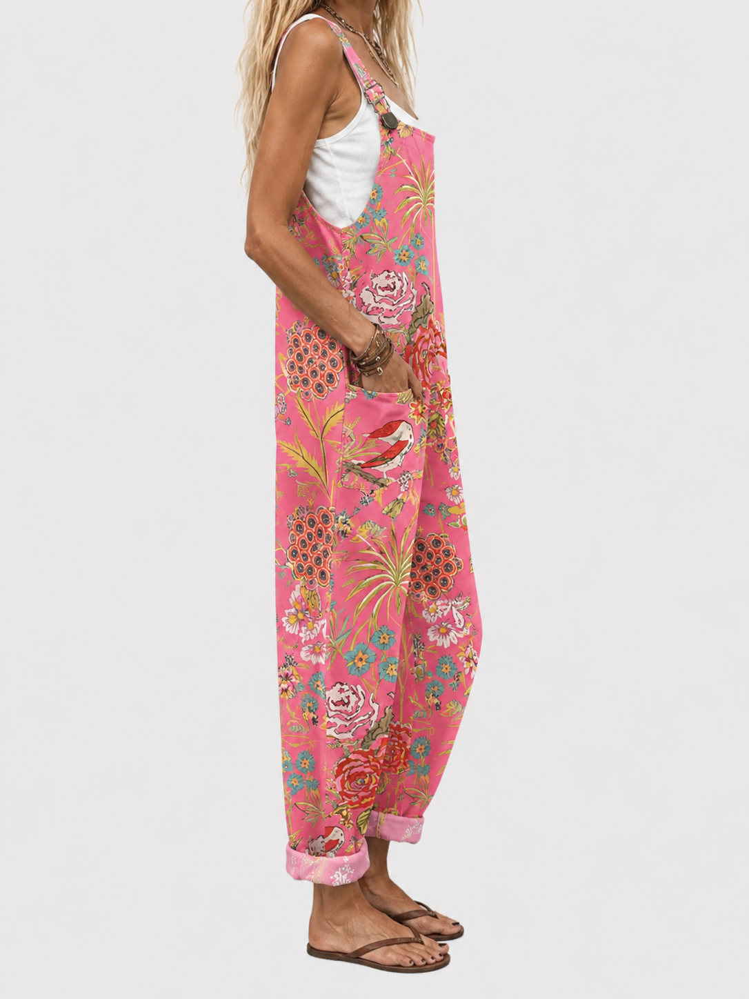 Salopette Émilienne™ | Motif Tropical Fleuri