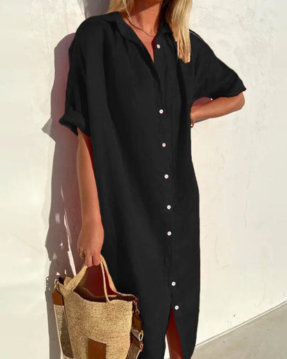 Aria – Robe Chemise Intemporelle en Mélange de Coton