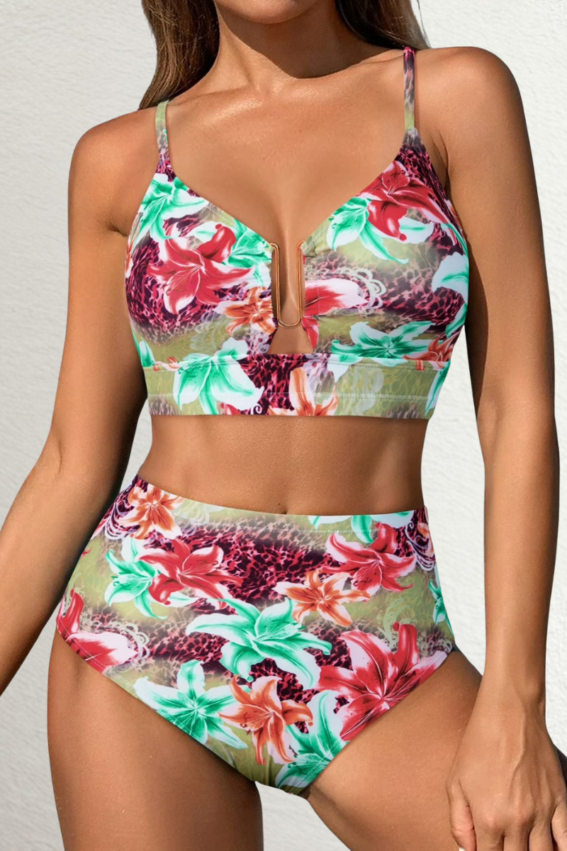 Léa | Bikini taille haute à carreaux