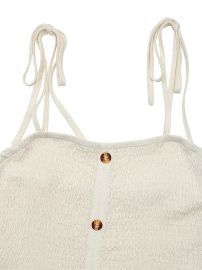 Robe à Boutons avec Bretelles à Nouer – Taille Élastique
