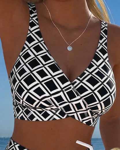 Camille | Maillot de bain croisé à motif diamant