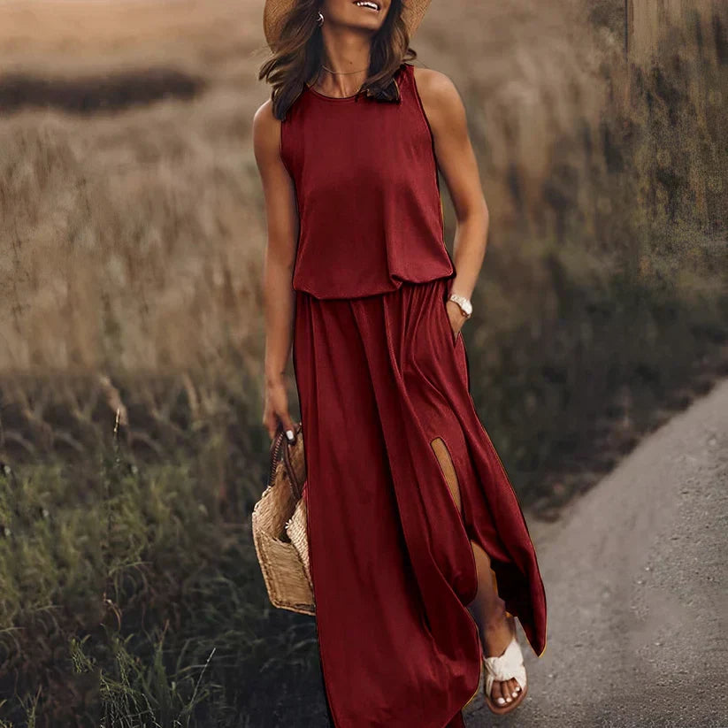 Ivy – Robe Sans Manches Élégante Aspect Lin