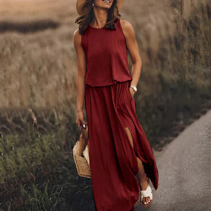 Ivy – Robe Sans Manches Élégante Aspect Lin
