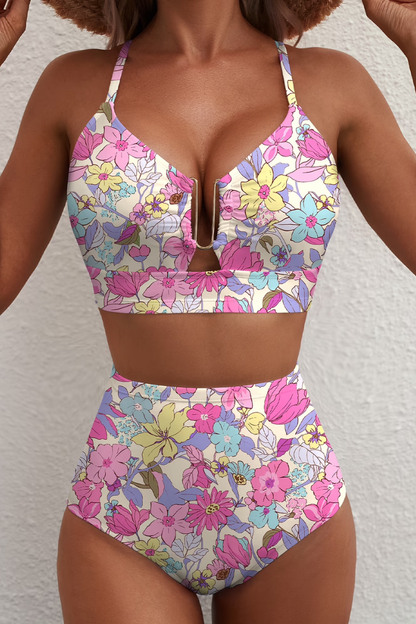 Léa | Bikini taille haute à carreaux