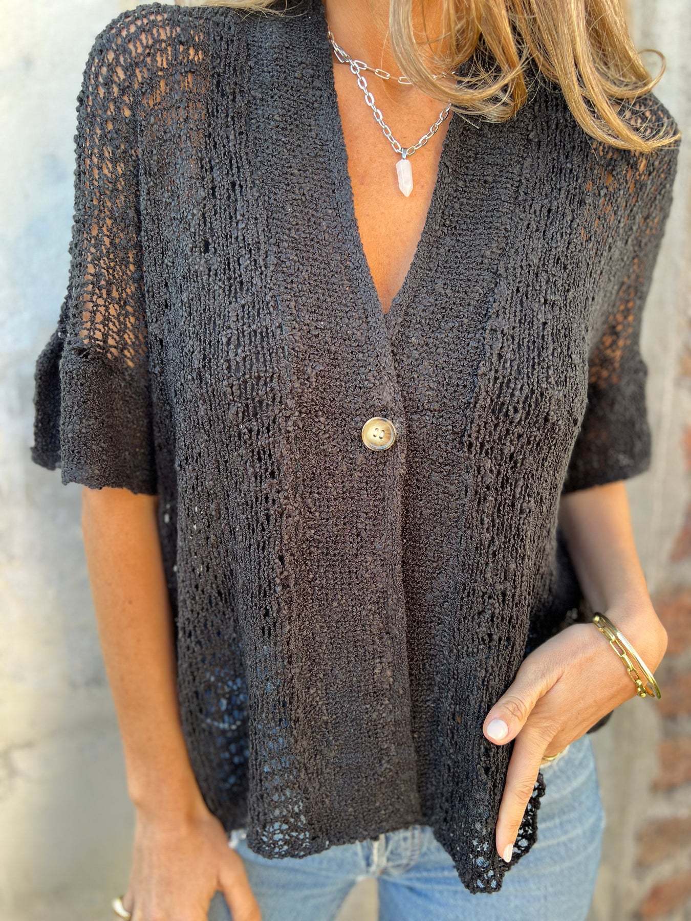 Camille™ | Gilet en maille ajourée