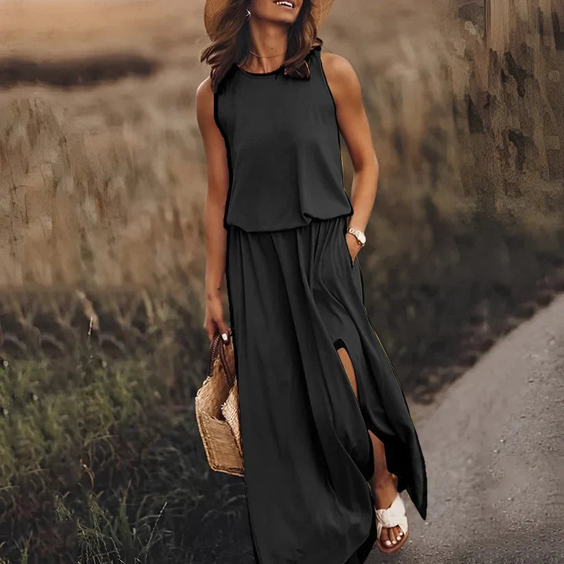 Ivy – Robe Sans Manches Élégante Aspect Lin