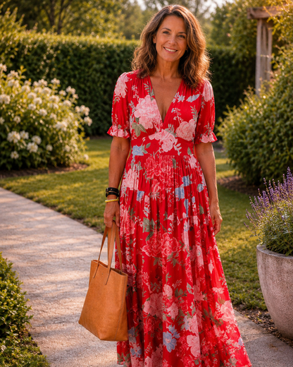 Adèle™ | Robe midi fleurie élégante