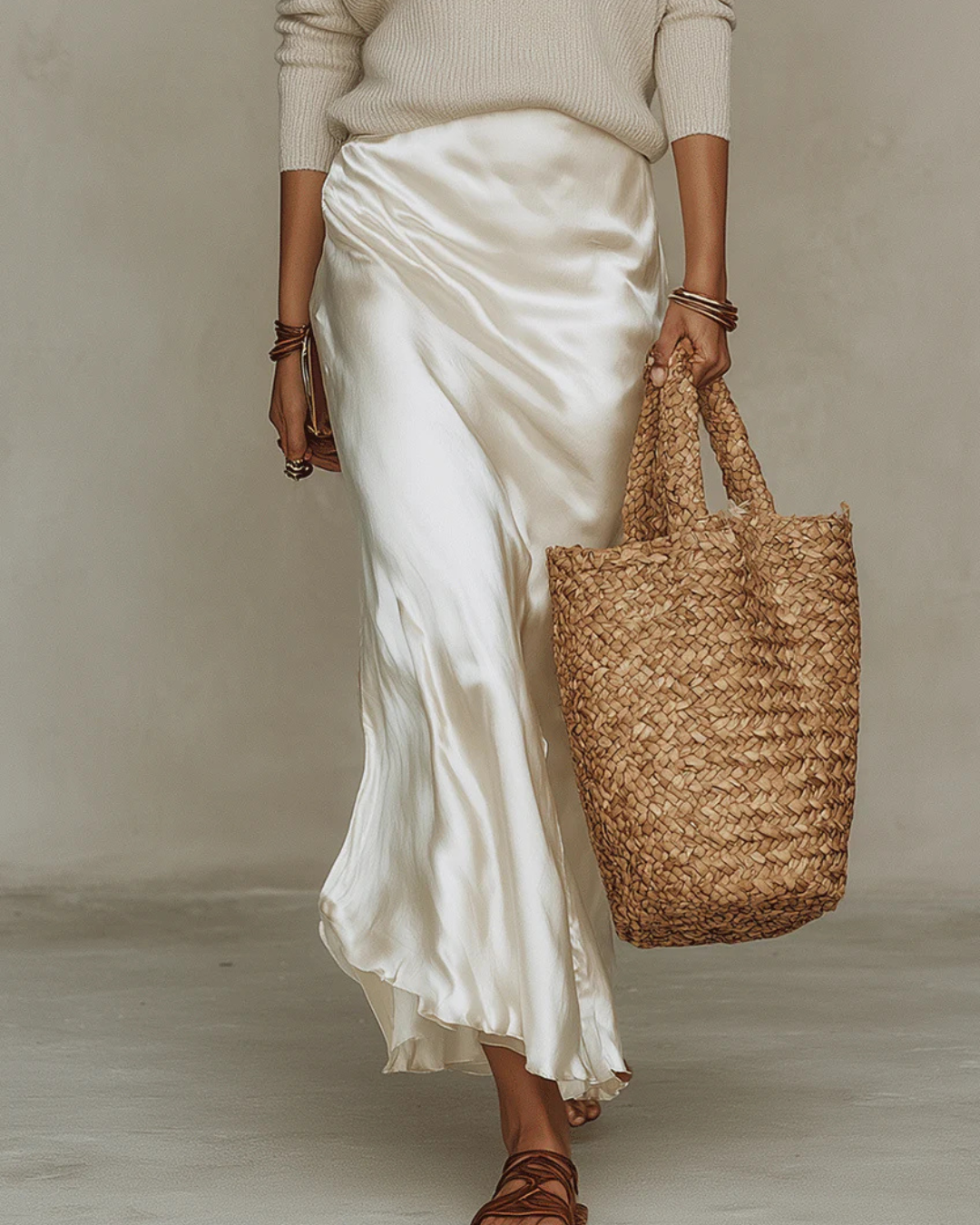 Elena – Ensemble 2-en-1 : Robe Midi Satinée & Pull Luxueux