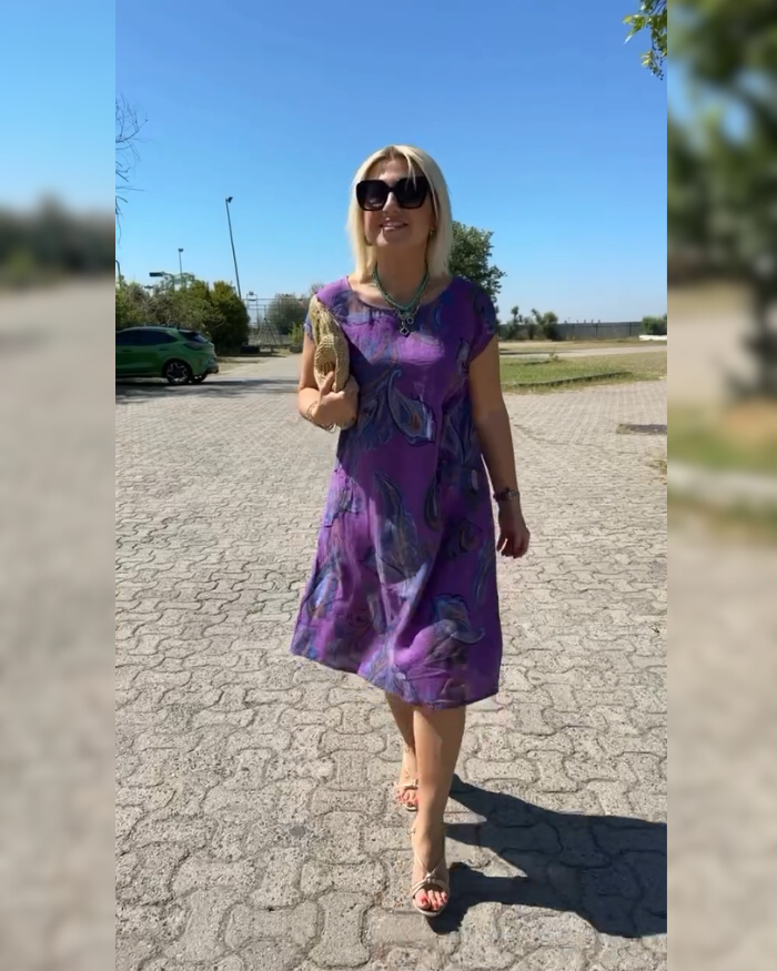 Hazal™ - Robe à col rond et joli imprimé