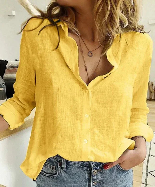 Alana – Chemisier Raffiné en Coton Texturé