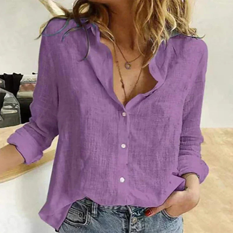 Alana – Chemisier Raffiné en Coton Texturé