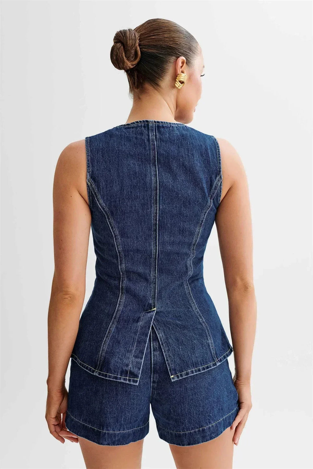 Luna – Ensemble Denim Deux Pièces Architectural