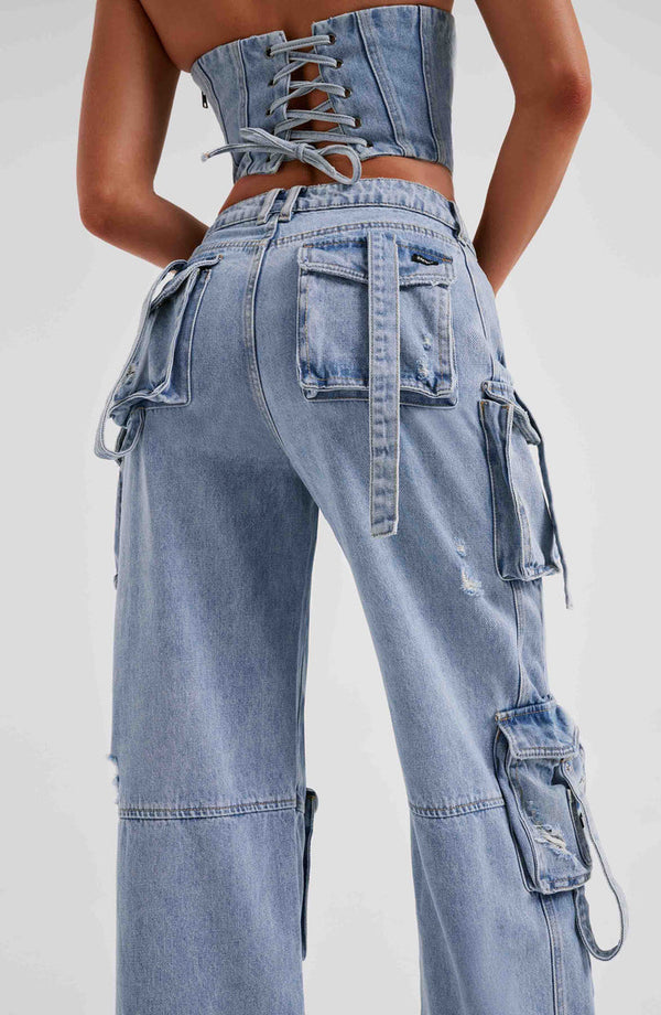 Brooklyn – Pantalon Cargo en Denim Premium
