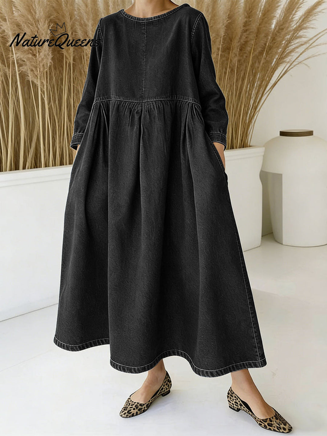 Skylar – Robe Maxi en Denim Décontractée à Coupe Large