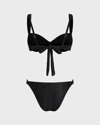 Ensemble de bikini noir à sequins avec armatures