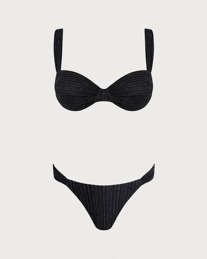 Ensemble de bikini noir à sequins avec armatures