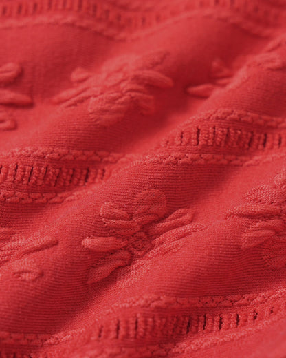 Ensemble de bikini rouge en tissu jacquard à nouer autour du cou avec cordon de serrage