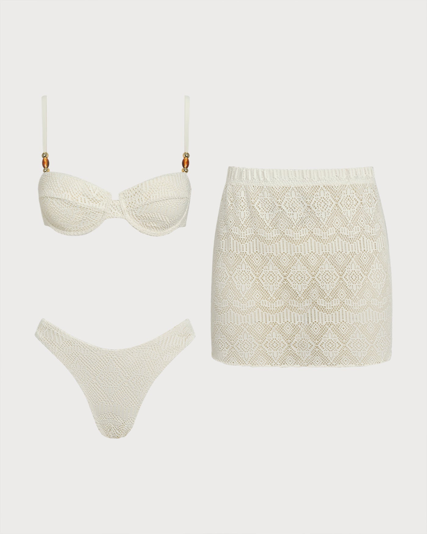 Ensemble trois pièces blanc texturé à armatures