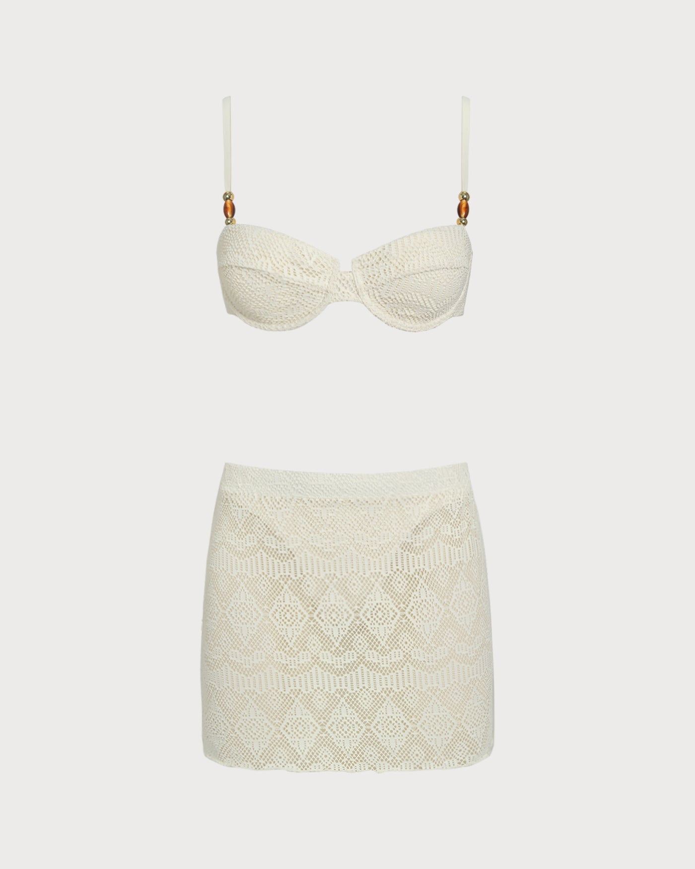 Ensemble trois pièces blanc texturé à armatures