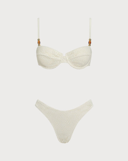Ensemble trois pièces blanc texturé à armatures