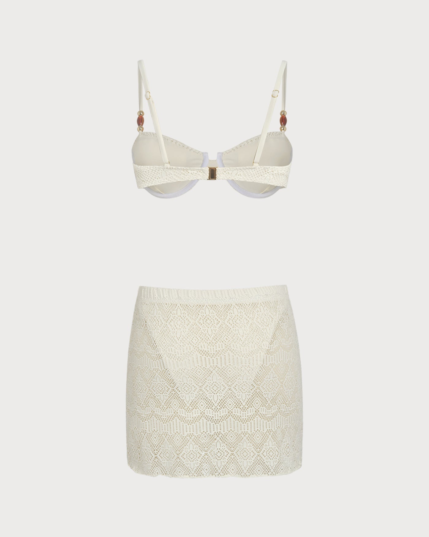 Ensemble trois pièces blanc texturé à armatures