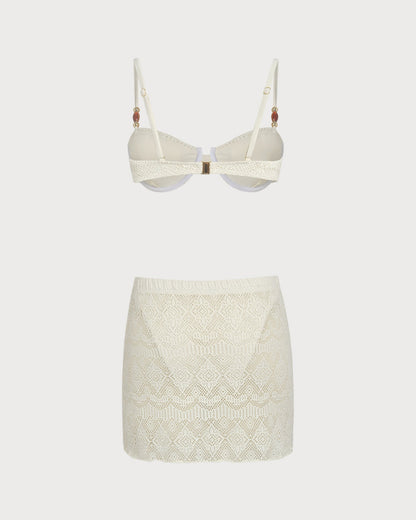 Ensemble trois pièces blanc texturé à armatures